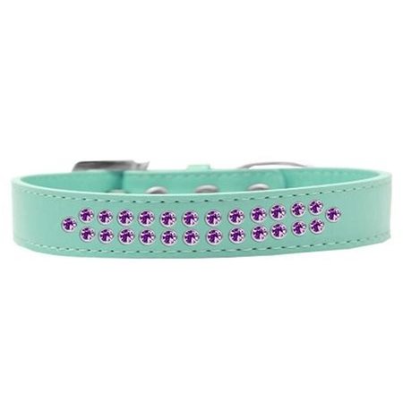UNCONDITIONAL LOVE Two Row Purple Crystal Dog CollarAqua Size 18 UN784045